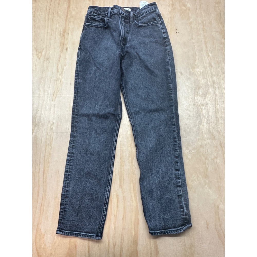 Abercrombie & Fitch The Mom High Rise Jeans 25 0R Washed Black Straight Leg